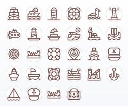 28 Display Perfect Bold Line Icons designed for Ship Interface vector