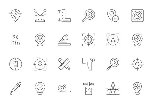 24 Delgado línea íconos para preciso en crujiente retina Listo editable resolución vector