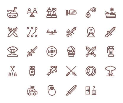 28 Bold Line Icons for Conflict in crisp High Resolution Grid Fitted resolution vector