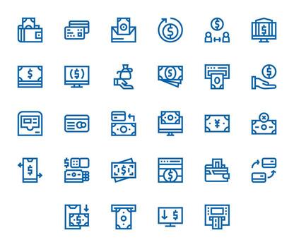 retirar profesional conjunto con 28 negrita línea píxel optimizado alto resolución íconos vector