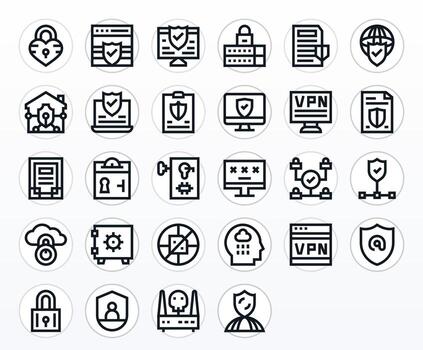 Digital Security Exclusive Set featuring 28 Bold Line Editable High Resolution Icons vector