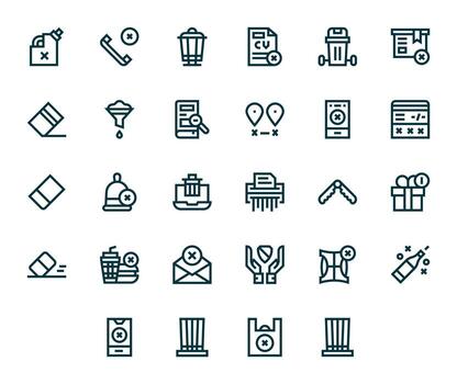 Remove Comprehensive Bundle with 28 Pixel Aligned Bold Line 256x256 Icons vector