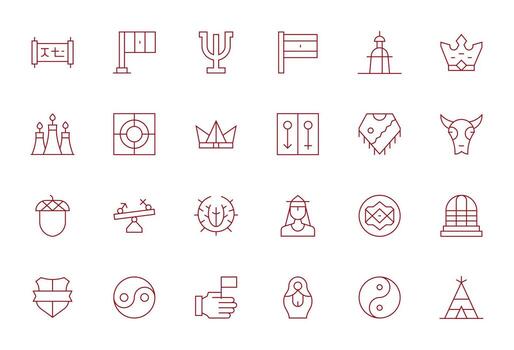 Symbolism Design Icons featuring 24 PIXEL Perfect Thin Line Style vector