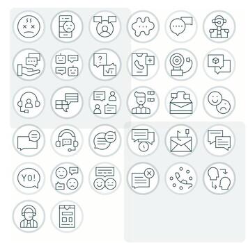 32 Icons for Response featuring 256x256 Grid Fitted Thin Line Graphics vector