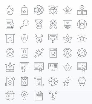 40 Thin Line Pixel Optimized Icons tailored for Quality 128x128 interface vector