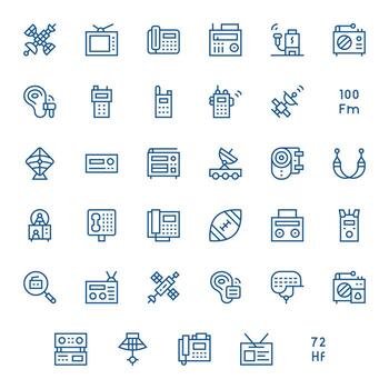 35 Pixel Aligned Regular Line Icons from Receiver Collection vector