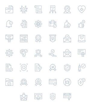40 Thin Line Icons designed for Verified in 128x128 Display Perfect format vector