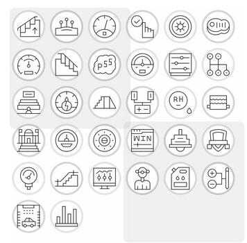 32 Thin Line Detail Enhanced Icons tailored for Level 128x128 interface vector