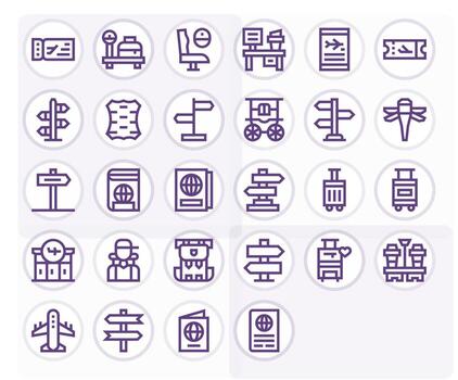 Traveler Icon Toolkit featuring 28 Pixel Optimized 256x256 Bold Line elements vector