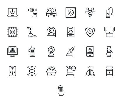 Device Scalable Set featuring 25 Editable Regular Line Retina Ready Icons vector