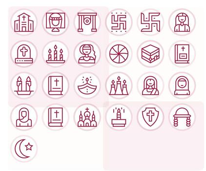 Religious Icon Toolkit featuring 25 Pixel Aligned High Resolution Regular Line elements vector