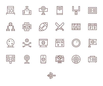 25 Regular Line Icons from Scoreboard in High Resolution Grid Fitted Quality vector