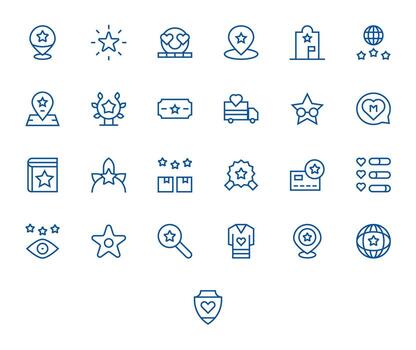 Recommended Visual Pack containing 25 Regular Line Pixel Optimized Icons vector