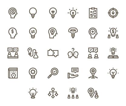 28 Icons for ProblemSolving optimized in Display Perfect High Resolution Bold Line resolution vector