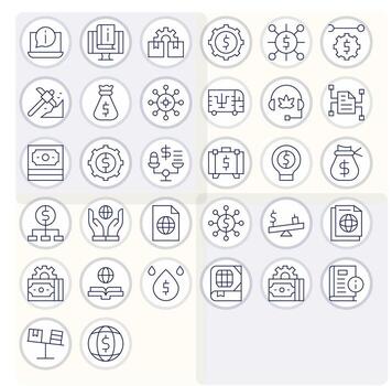 32 Detail Enhanced Thin Line Icons designed for Resources Interface vector
