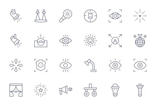 24 Icons for Spotlight featuring High Resolution Display Perfect Thin Line Graphics vector