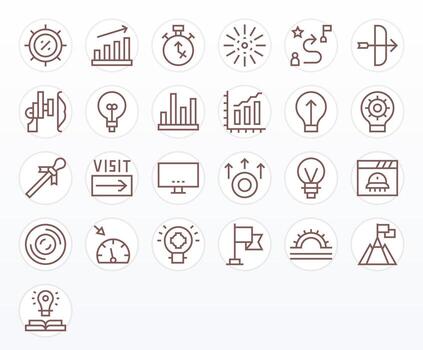 25 Display Perfect Icons themed around Progress Indicator in High Resolution Regular Line format vector