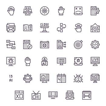 programa diseño íconos presentando 35 píxel alineado regular línea estilo vector