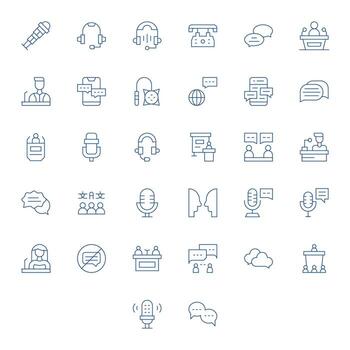 Talk Comprehensive Bundle with 32 PIXEL Perfect Thin Line 64x64 Icons vector