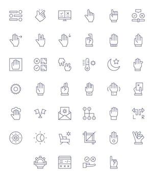 Delgado línea píxel Perfecto íconos desde opción conjunto con 40 retina Listo íconos vector