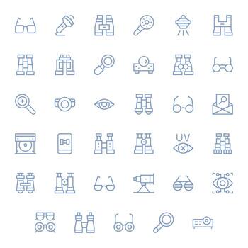 35 Display Perfect Icons themed around Optical in 128x128 Regular Line format vector