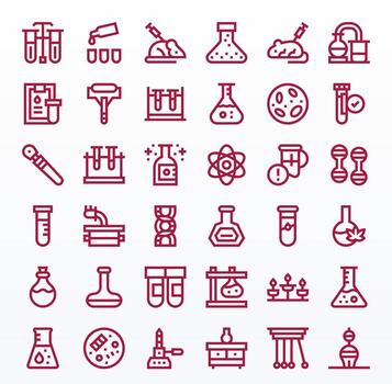 Experiment 128x128 Icon Pack with 36 Bold Line Pixel Optimized Elements vector