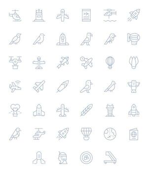 40 Thin Line Editable Icons for Flight Graphics vector