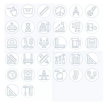 32 64x64 Thin Line Pixel Aligned Icons for Scale Projects vector