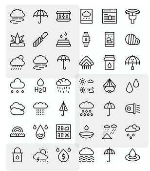 lluvia icono caja de herramientas presentando 42 detalle mejorado retina Listo regular línea elementos vector