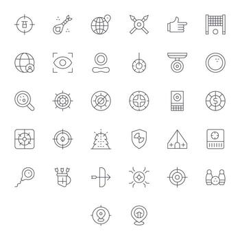 32 editable Delgado línea íconos desde objetivo colección vector