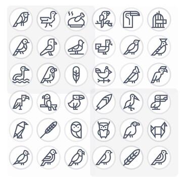 36 128x128 Bold Line Icons for Avian with Editable precision vector