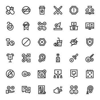 36 High Resolution Bold Line Icons optimized for No Pixel Optimized display vector