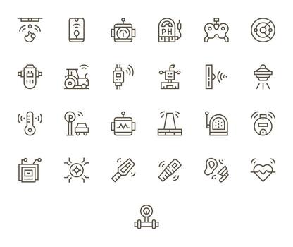 25 regular línea íconos diseñado para sensor en 256x256 detalle mejorado formato vector