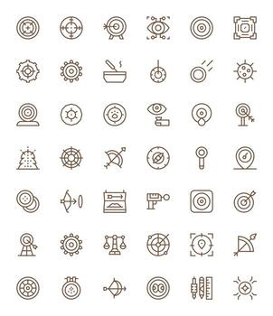 Accuracy Icon Collection featuring 42 Pixel Optimized 256x256 Regular Line Designs vector