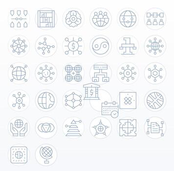 32 editable Delgado línea íconos desde interconectado colección vector