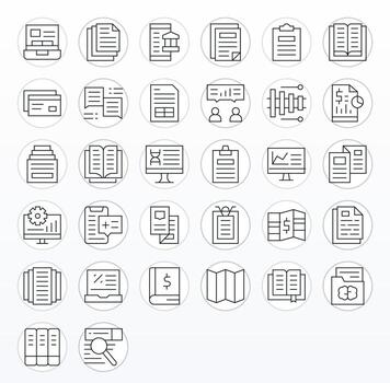 informes visual paquete conteniendo 32 Delgado línea píxel optimizado íconos vector