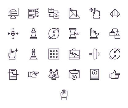 Move Professional Set with 25 Regular Line Grid Fitted 128x128 Icons vector