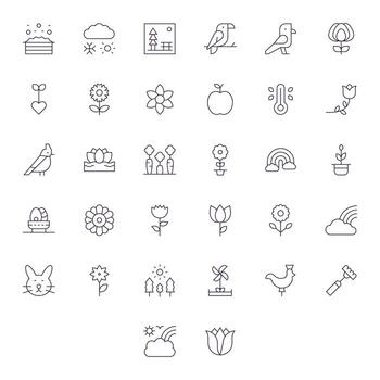 primavera editable conjunto con 32 128x128 Delgado línea íconos vector