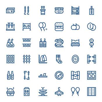 Double Scalable Set featuring 36 PIXEL Perfect Bold Line High Resolution Icons vector