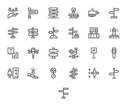 25 Regular Line Icons from Guidance in Retina Ready PIXEL Perfect Quality vector
