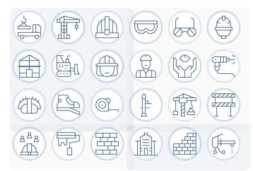 24 íconos para construcción sitio optimizado en píxel Perfecto 256x256 Delgado línea resolución vector