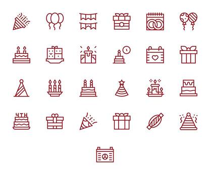 Anniversary Icon Repository containing 25 Regular Line High Resolution Editable graphics vector