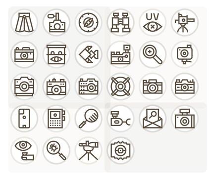 Lens Icon Toolkit featuring 28 Pixel Aligned 256x256 Bold Line elements vector