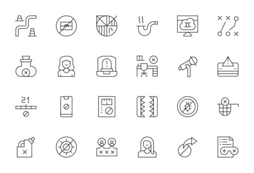 Blocked Comprehensive Bundle with 24 Pixel Optimized Thin Line Retina Ready Icons vector