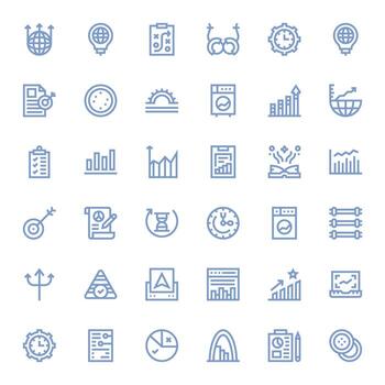 36 High Resolution Icons for Progress in Pixel Optimized Bold Line Format vector