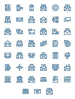 45 negrita línea píxel optimizado íconos para correspondencia gráficos vector