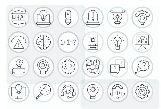 Problem Solving Icon Repository containing 24 Thin Line 128x128 Grid Fitted graphics vector
