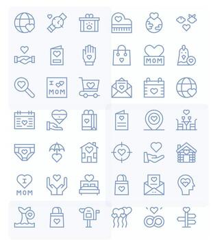Affection Scalable Set featuring 42 Pixel Aligned Regular Line 256x256 Icons vector