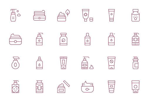 24 Thin Line Icons from Lotion in High Resolution Grid Fitted Quality vector