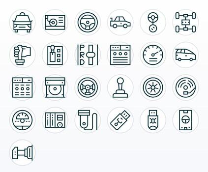 25 Regular Line Icons for Drive in crisp 64x64 Display Perfect resolution vector